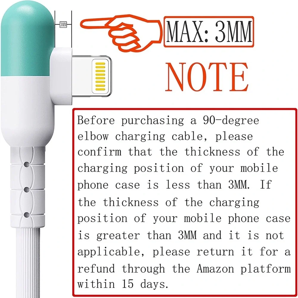 iPhone Lightning Cable 90 Degree Charging Cord Apple MFi Certified 4-Pack 6ft